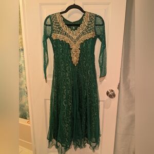 Elegant Green Embroidered Dress